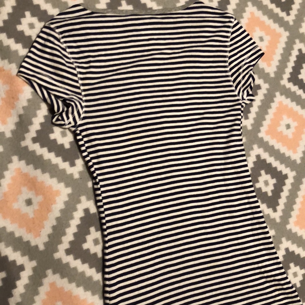 Old Navy Womens Navy Blue&White Striped “Perfect Henley” Short Sleeve Top Size S - Picture 11 of 12